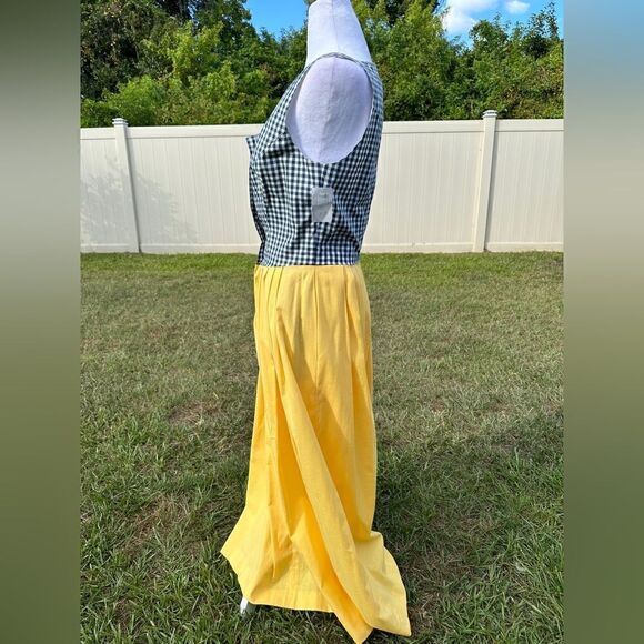 NWT Berwin & Wolff prairiecore boho plaid yellow button up dirndl dress Sz 38 - Picture 5 of 8
